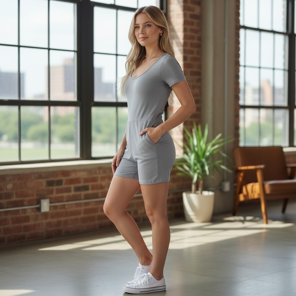 REORIA Lavender Activewear Romper Unitard Biker Shorts NWT Size S